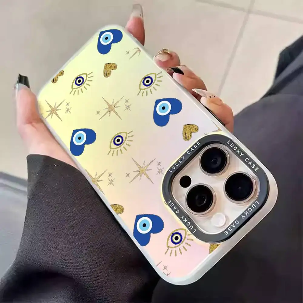 1pc Eye Star Phone Case Laser IMD Color Silver Shell For IPhone 17 16 15 14 13 12 11 Air Pro Max Plus