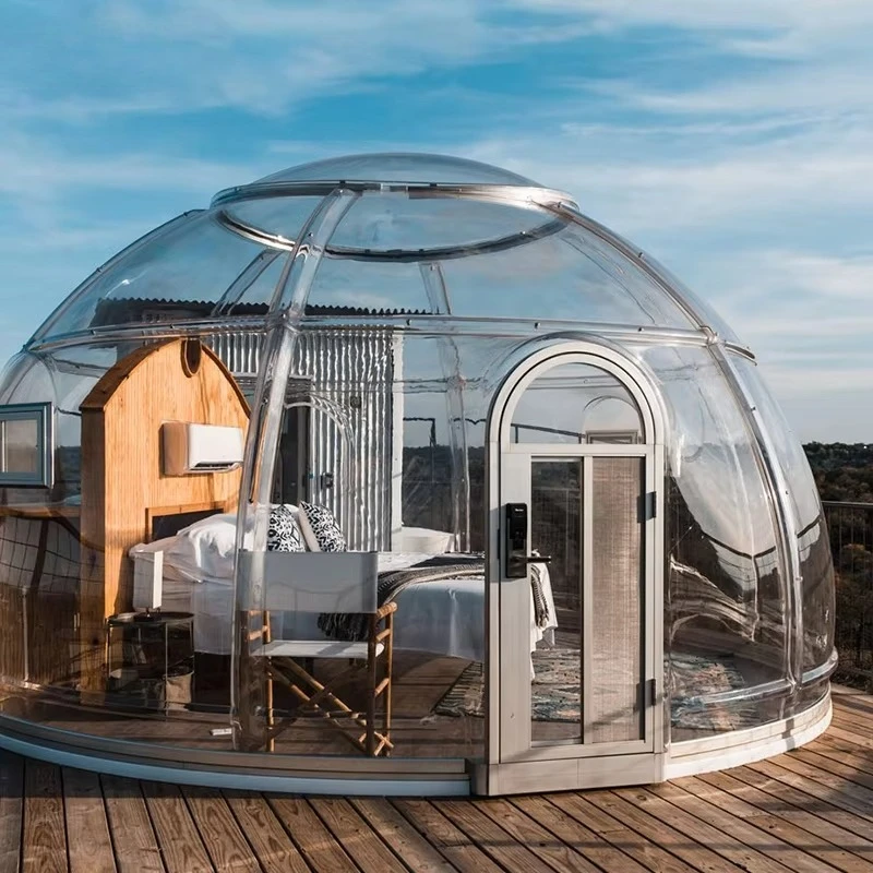 Glamping Dome Tent Outdoor Hotel Resort Tent Transparent Dome Tent Hexagonal Geodesic Air Camping House Customized
