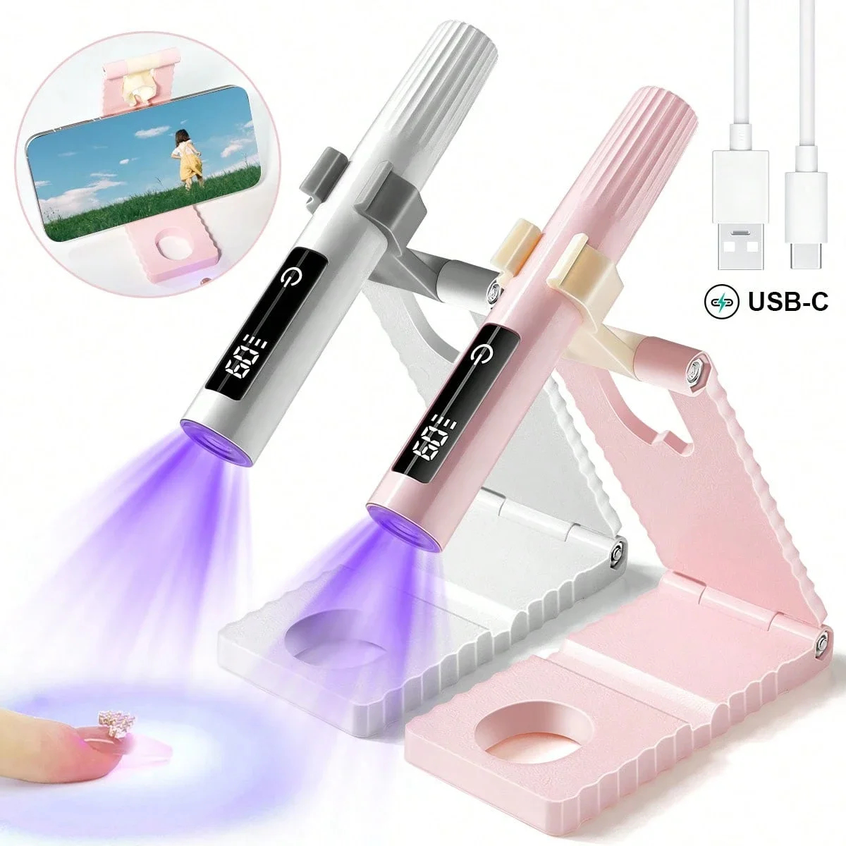 LINMANDA Handheld UV Nail Lamp Nail Dryer Portable Nail Lamp with Display Screen Suitable for Home DIY and Professional Salon