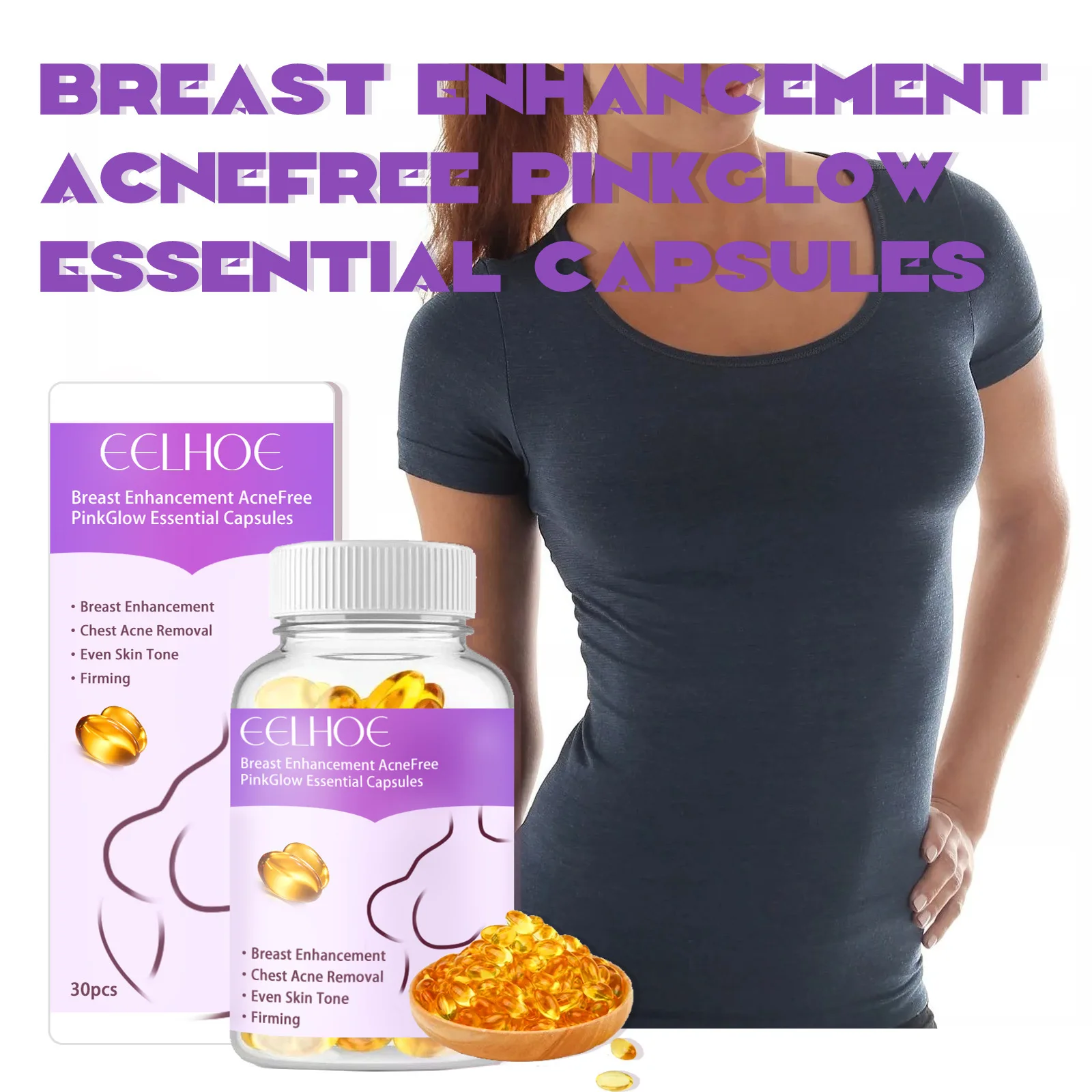 Breast Enhancement Capsule Promote Breast Lift Up Increase Tightness Moisturizing Smooth Anti-Sagging Breast Fast Growth Care