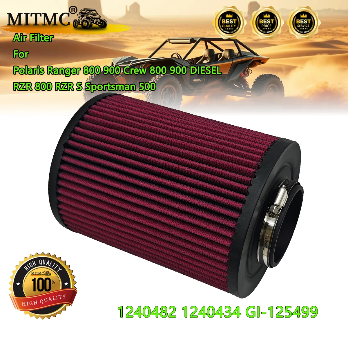 

Air Filter For Polaris Ranger 800 900 CREW 800 900 DIESEL RZR 800 RZR S Sportsman 500 ATV UTV 1240482 1240434 GI-125499
