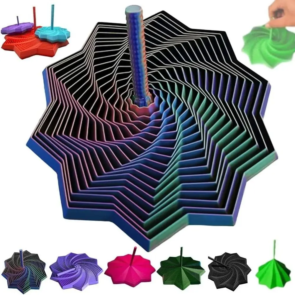 PLA 拡張感覚フィジェットスター 3D プリント渦巻きスパイラルフィジェットおもちゃ ハンドル付き ストレス解消デスクトップ減圧おもちゃ