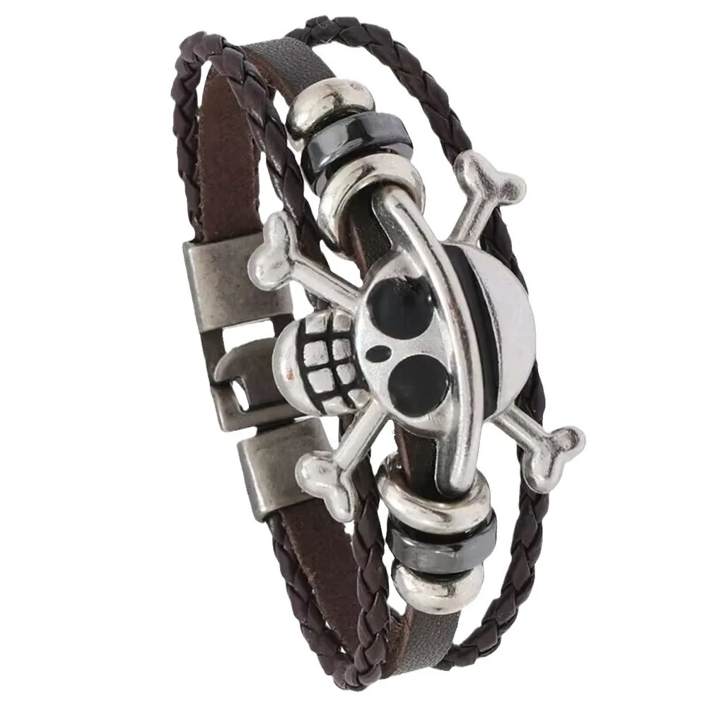 New jewelry simple creative alloy skull leather bracelet personalized Halloween bracelet bracelet ring