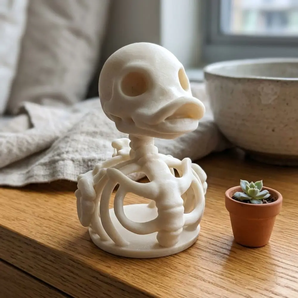 3D Printed Halloween Skeleton Duck Figurine Gothic Style Realistic Duck Skeleton Statue Fade-Proof Spooky Fun Duck Sculpture