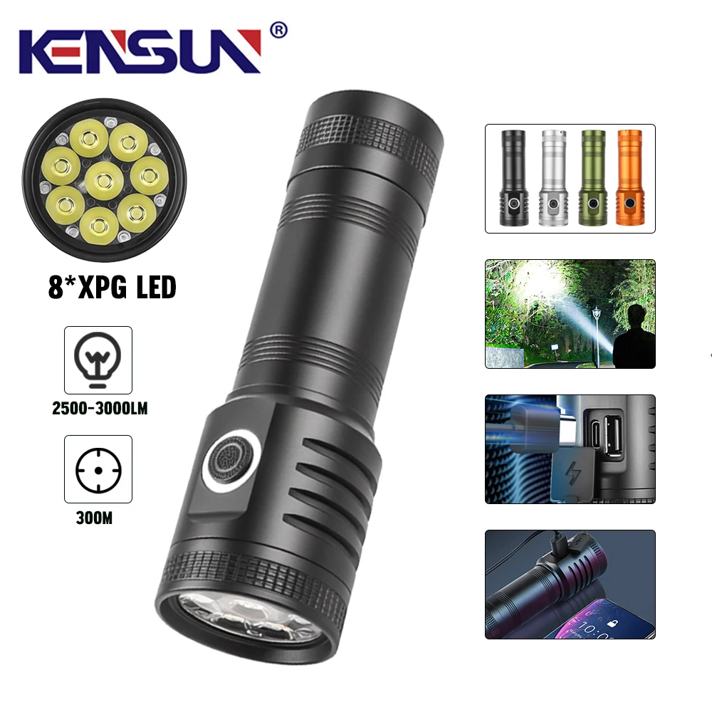 8-xpg-強力な-led-懐中電灯強力な光小型トーチポータブルマルチカラーランタン-type-c-usb-充電式屋外キャンプランプ