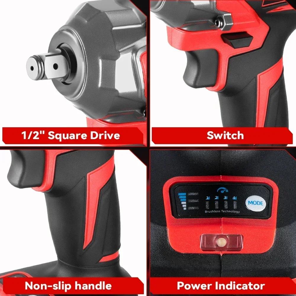 ONEVAN 21V Brushless Electric Impact Wrench 1200 N.m DTW500 Cordless Wrench Electric Screwdriver Power Tool For Makita Battery