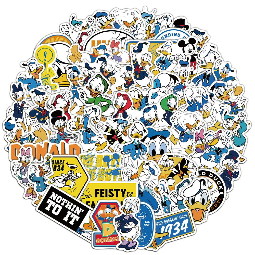 

50pcs Cartoon Donald Duck Classic Graffiti Stickers Waterproof Diy Decals For Laptop Phone Ipad Notebook Luggage Thermos Decor