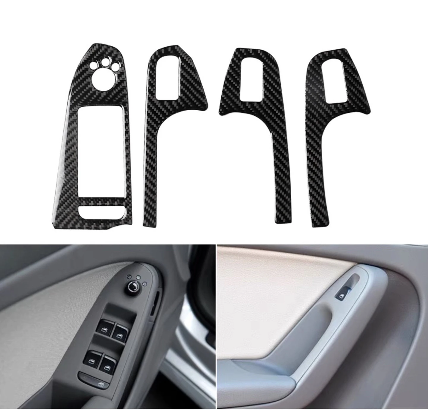 

For Audi A4 B8 A5 Q5 Carbon Fiber Door Window Lift Panel Button Frame Trim Sticker 2008 2009 2010 2011 2012 2013 2014 2015 2016