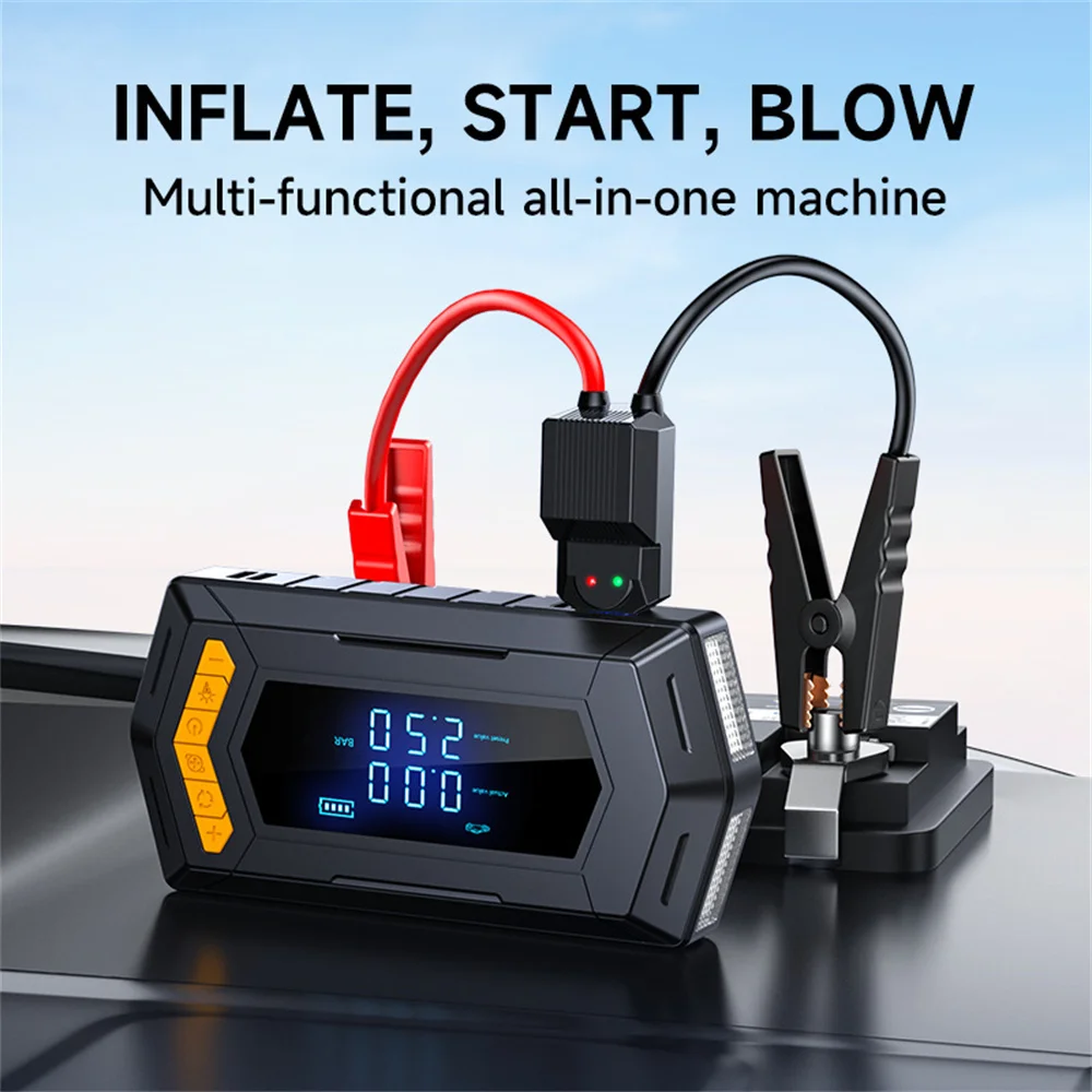 Car Jump Starter Air Pump 4 in 1 Air Compressor Outdoor Power Bank LED Lamp Battery Starter Tyre Inflator with Eva Bag