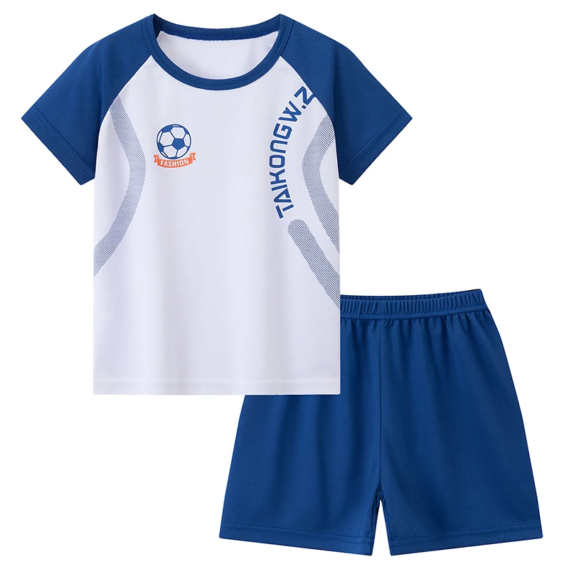 2-Piece Set of Children's Printed Mesh Breathable Short-Sleeved Shorts for Boys and Girls Sports Running T-Shirt Baby Loose Pant