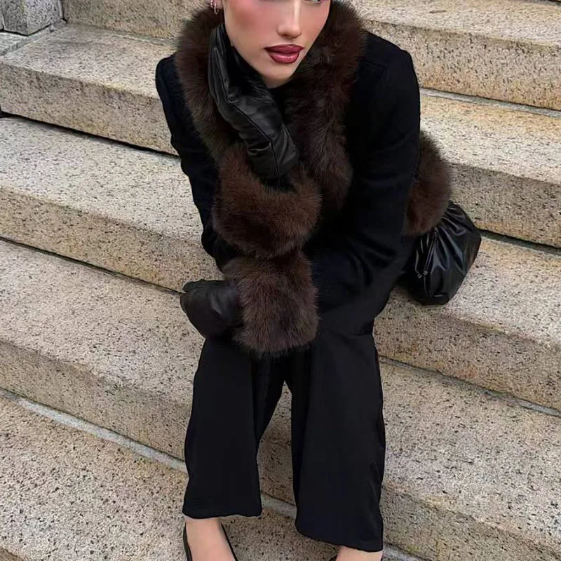 معطف شيرلينغ نسائي، جاكيت مرقع بياقة فرو، معطف قصير عالي الجودة بتحديد الخصر، 2025، شتاء، جديد y2k #3