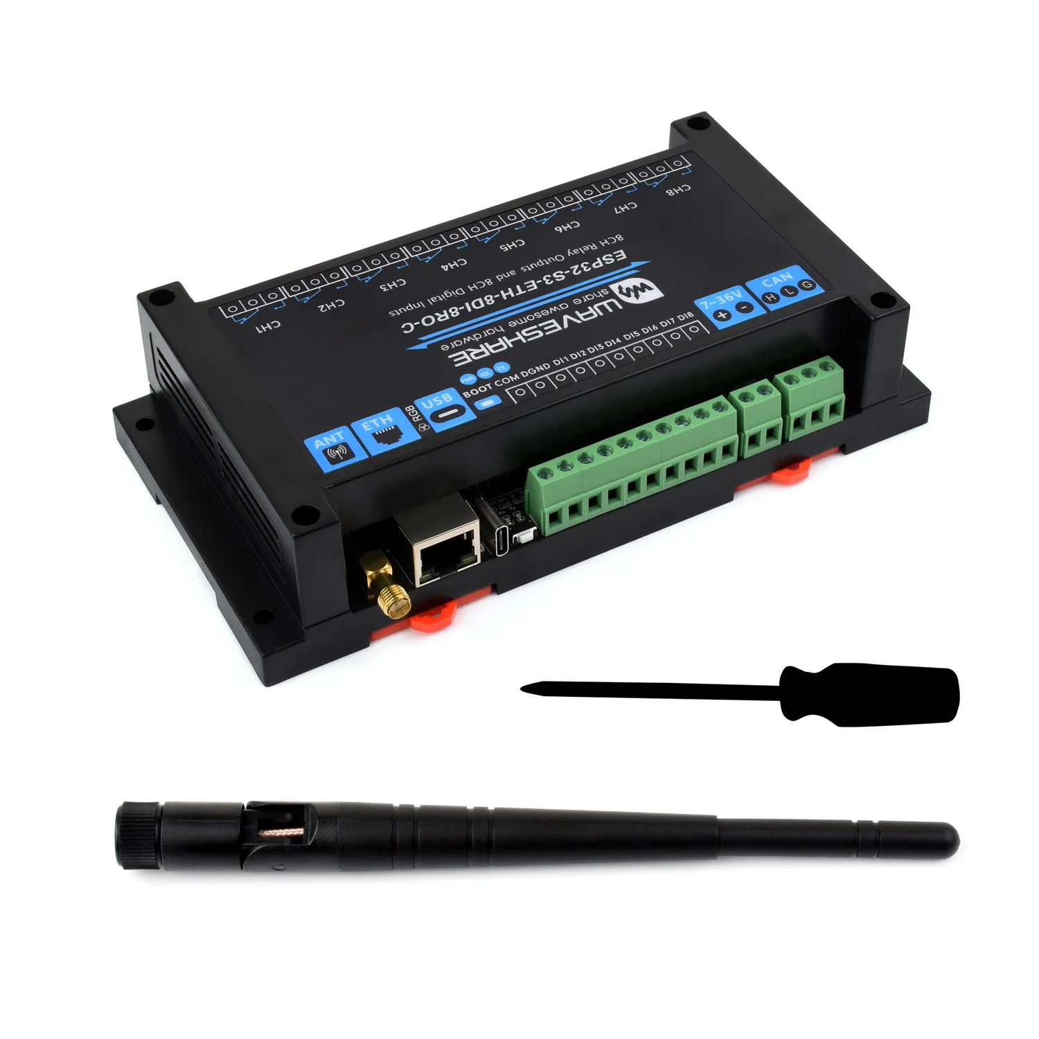 Industrial 8-Channel ESP32-S3 WiFi Relay Module, Onboard Isolated CAN Interface, Multiple Isolation Protection Circuits 32-bit