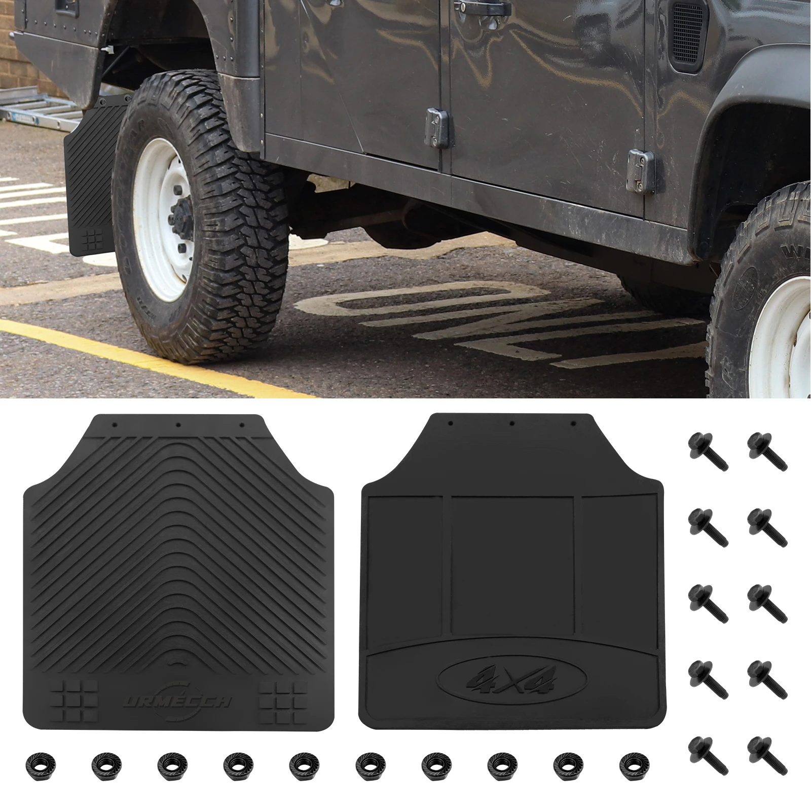 

2Pcs Rubber Mud Flaps Rear Splash Guards For Land Rover Defender 110 130 1990-2016 Mudguard Mudflap Fender LR055330 LR055334