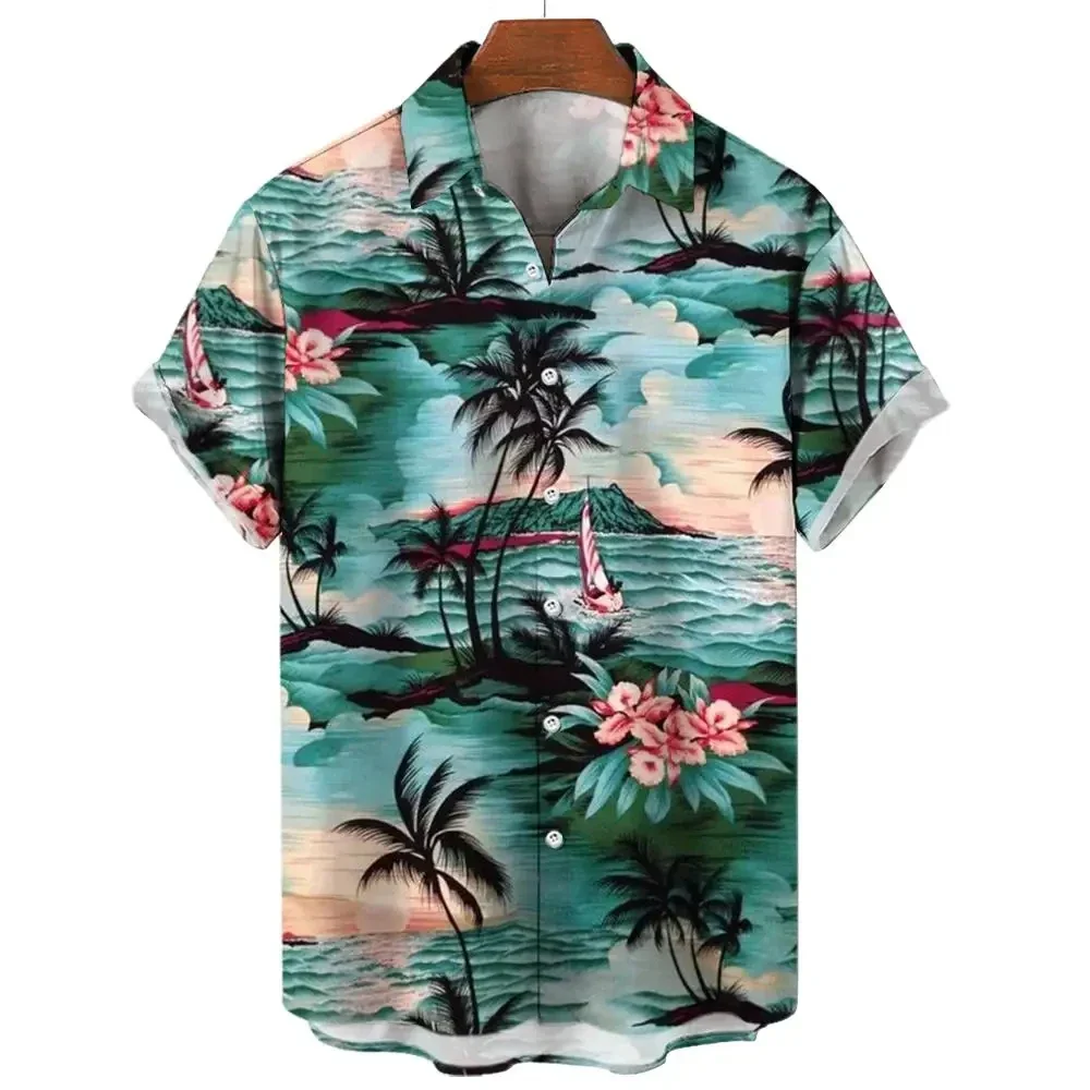 Hawaii hemd Sommer Männer Kurzarmhemd 3d gedruckt lässig Urlaub Männer Revers Button-Down-Hemd Strand hemd Männer Kleidung