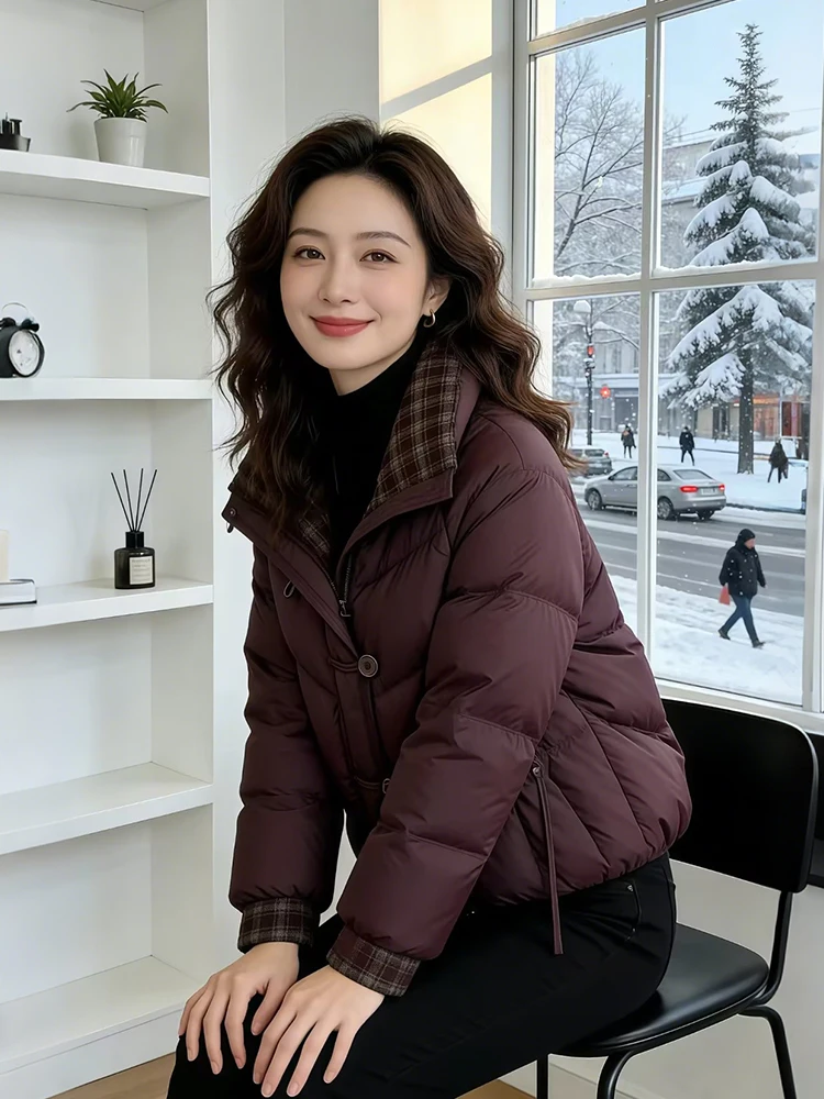 

Модная уличная женская зимняя куртка-пуховик из хлопка с утепленной подкладкой и воротником-стойкой, стильная верхняя одежда