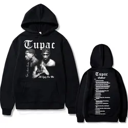 Sudadera con capucha de rapero Tupac 2pac Hip Hop para hombre y mujer, jersey de gran tamaño, ropa de calle negra, sudadera Vintage