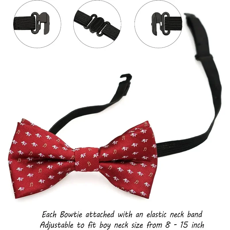 Boys Bow Ties 8-Pack, Pre-tied Bow-Ties Adjustable for Kids, Children, Toddler BowTies  parties and wedding children