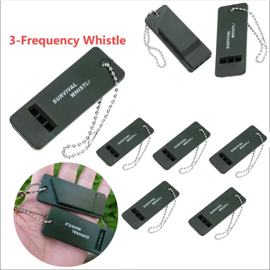Silbato de 3 frecuencias, llavero de silbato de supervivencia de alto decibelio, árbitro, Camping, caminata, silbato de emergencia al aire libre, herramienta de primeros auxilios, 1-6 uds.
