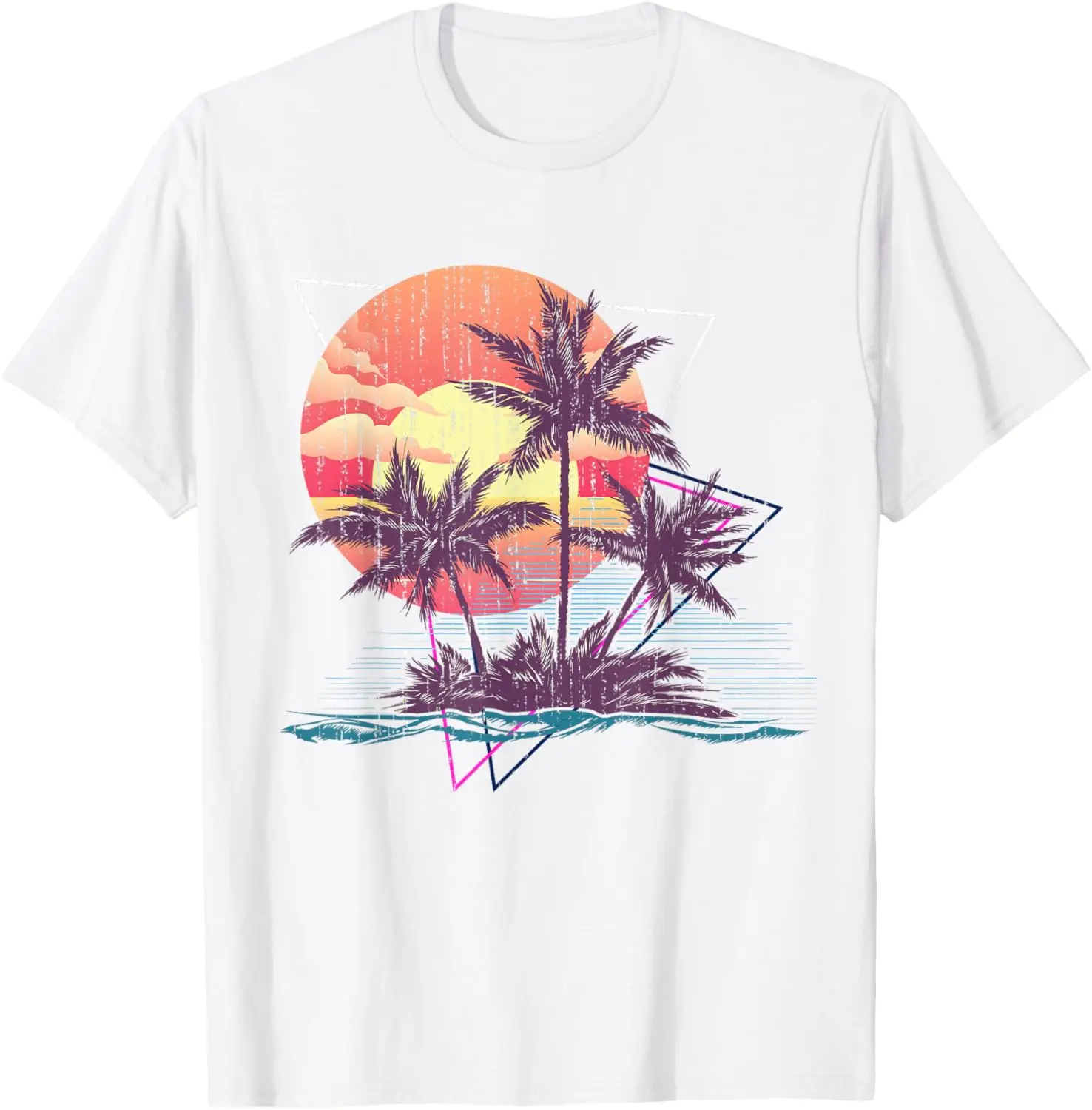 

Retro Palm Trees Beach Sunset Tropical Summer T-Shirt