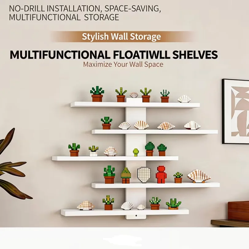 1-Piece Set of Collectible Floating Wall Racks, Multi-Tiered Wall Shelving Units, Versatile Display Stands, Suitable for Office and Home Decor, Ideal for Storing Statues and Small Figurines, Decorative Shelves, Functional Storage Racks, Multi-Purpose Rack