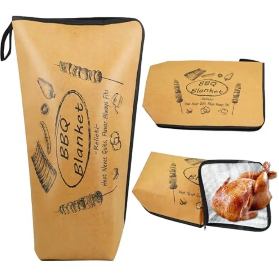 

BBQ Blanket for Resting Meat Brisket Blanket 21 inch Reusable Meat Insulated Blanket with WideMouth Design fits Large Briskets