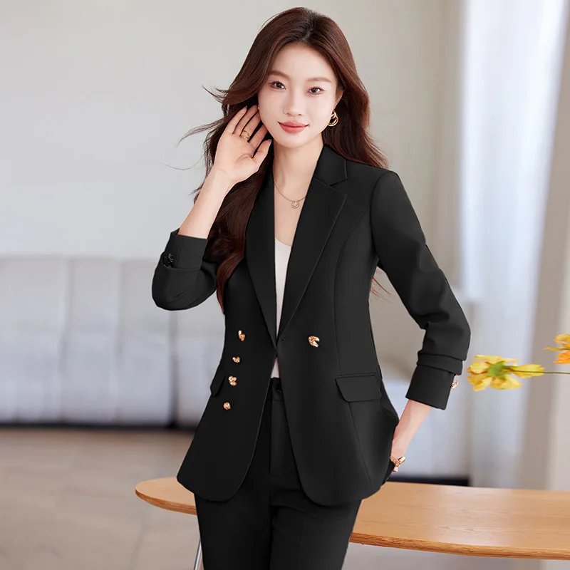 الخريف الشتاء طويلة الأكمام المرأة الرسمية بدل رجالي الإناث السيدات الأعمال ملابس العمل 2 قطعة مجموعة السترة وبنطلون النساء الملابس