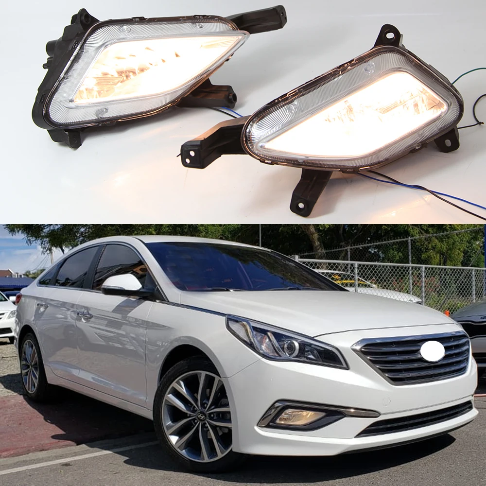 Luz diurna DRL halógena para coche, Luz antiniebla de parachoques delantero, accesorios de montaje de lámpara de conducción para Hyundai Sonata LF