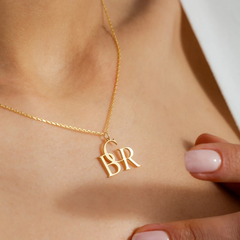 Custom Intertwined Initial Necklace for Women, Vintage Style