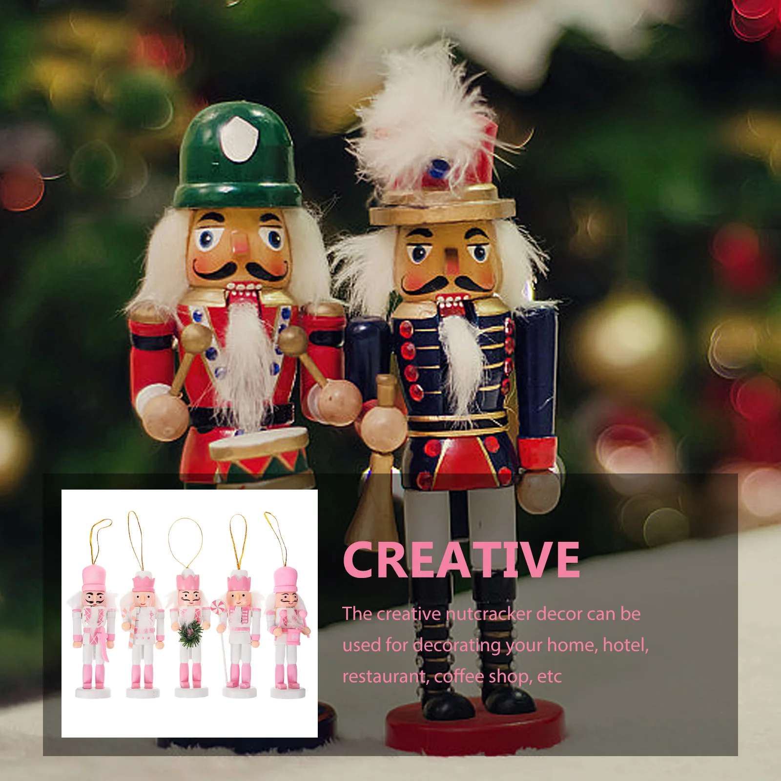 

5pcs Wooden Festival Nutcracker Home Decor Table Ornament Party Supplies Outdoor Garden Decoration Nutcrackers For Wood