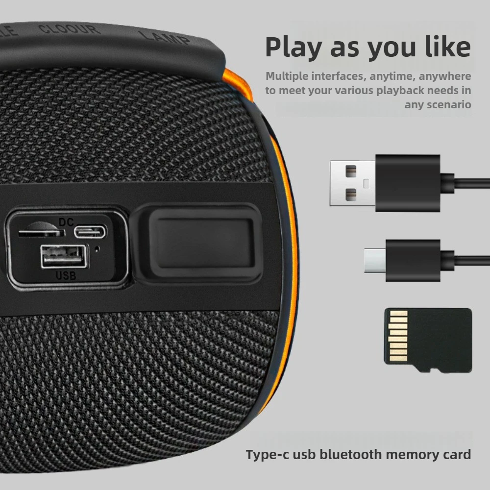 OKOP 블루투스 스피커, 휴대용 스피커, 선명한 음질 서브우퍼 카이샤 데 솜 심비오시스 스피커 RGB 컬러풀 라이트