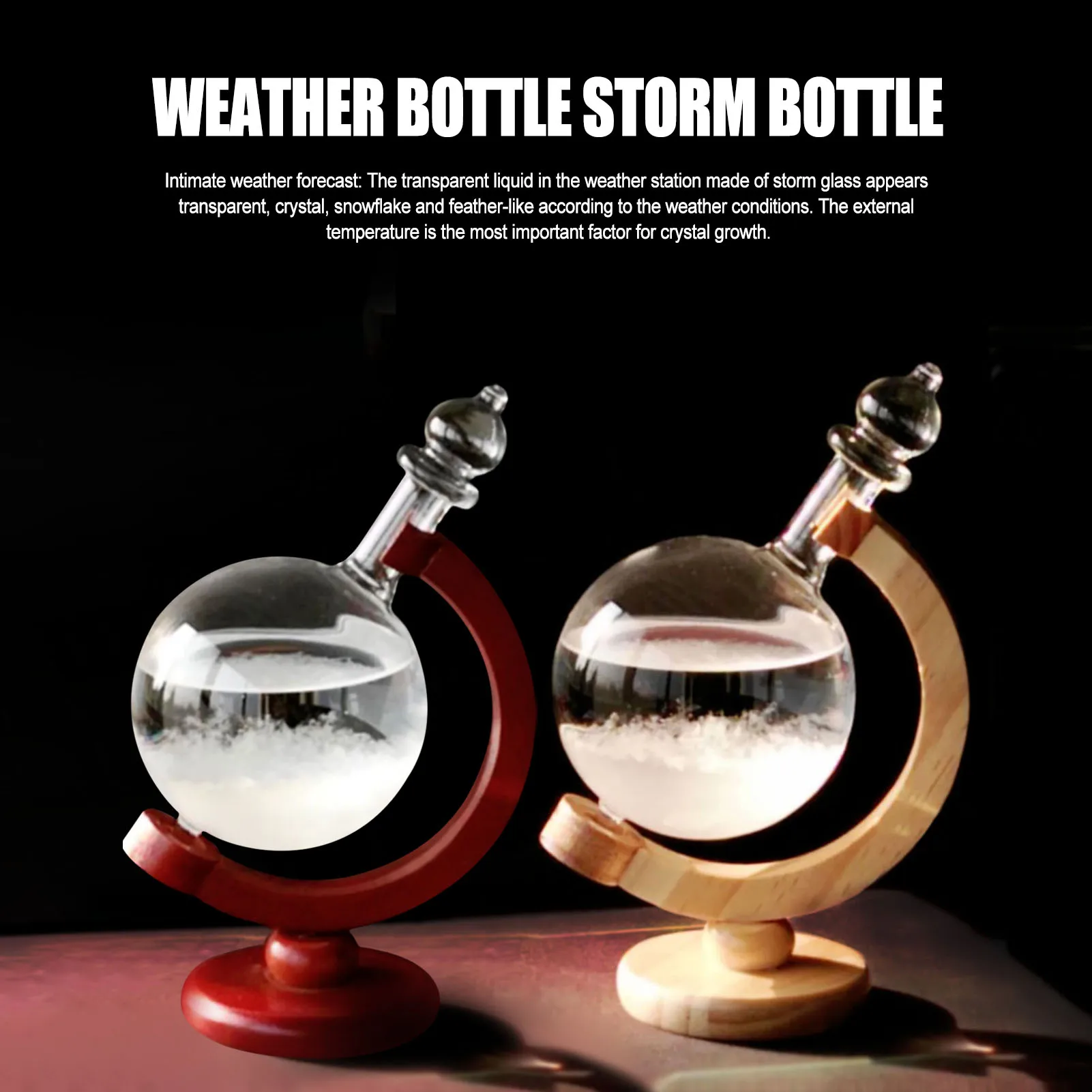 Globe Glass Storm Bottle with Base Weather Station Weather Forecaster Glass Weather Predictor Station Desktop Birthday Gifts