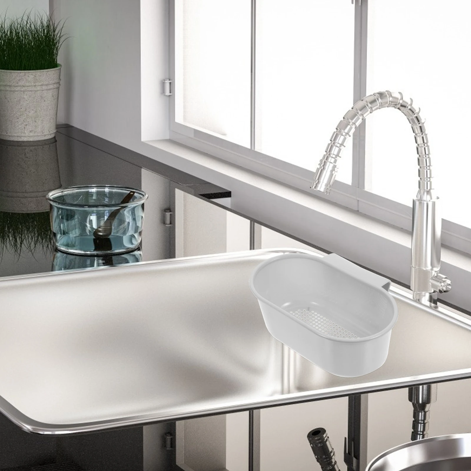 

2Pcs Efficient Kitchen Sink Drain Basket Multi-Use Mesh Strainer Easy Install Waste Container Sink Drain Basket