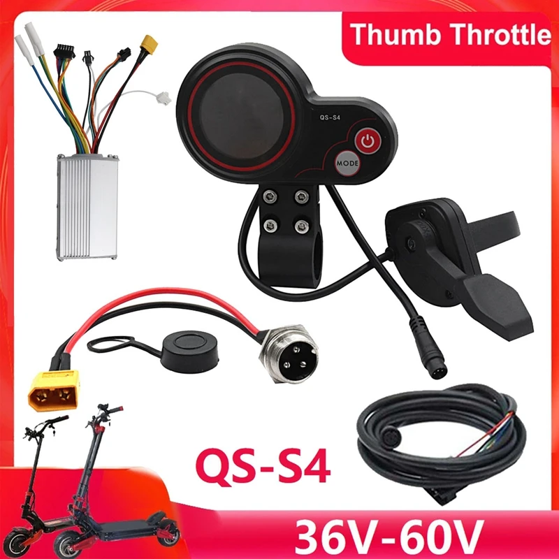 36V-60V QS-S4 Thumb Throttle LCD Display Meter Kit+48V 800W Controller Parts For Zero 8 9 10 8X 10X Electric Scooter 6PIN