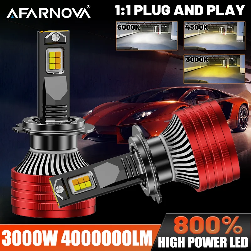 

H4 Светодиодная фара 3000 Вт 4000000LM Светодиодная H7 H1 H11 9005 9006 HB3 HB4 H1 H3 9012 880 Canbus 3000K 4300K 6500K Автоматическая турбо-противотуманная фара