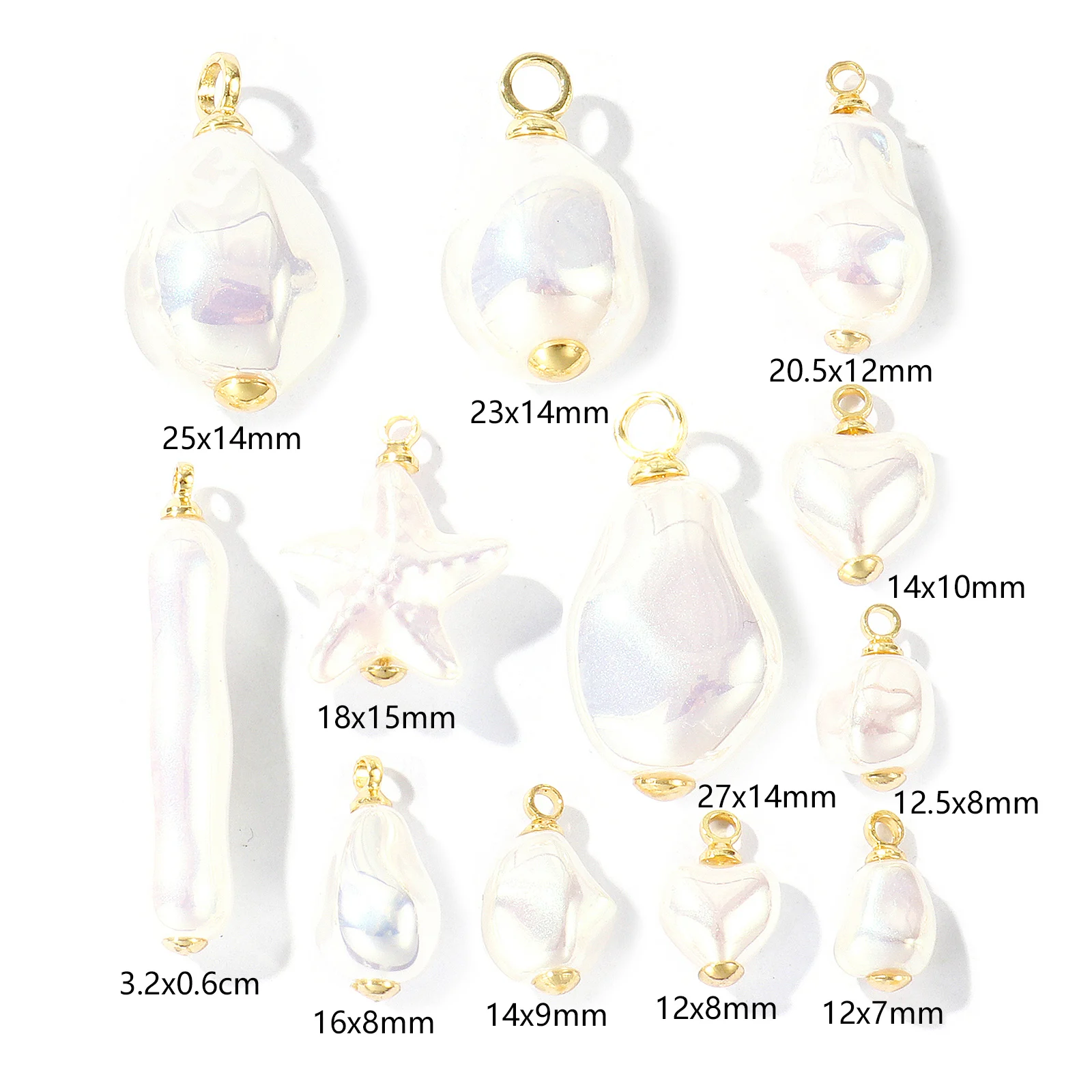 1pc Brass Charms 18K Gold Plated Glass White Irregular Imitation Pearl Pendant DIY Necklace Bracelet For Women Jewelry Findings