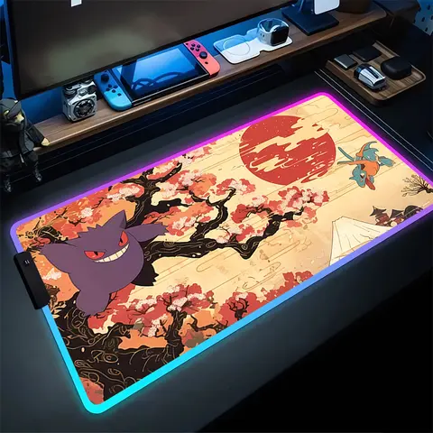 G-Gengar 미끄럼 방지 고무 가장자리 잠금 마우스 패드, RGB 마우스 패드, 게임 플레이 매트, 노트북 컴퓨터 P-포켓몬 홈 데코 패션