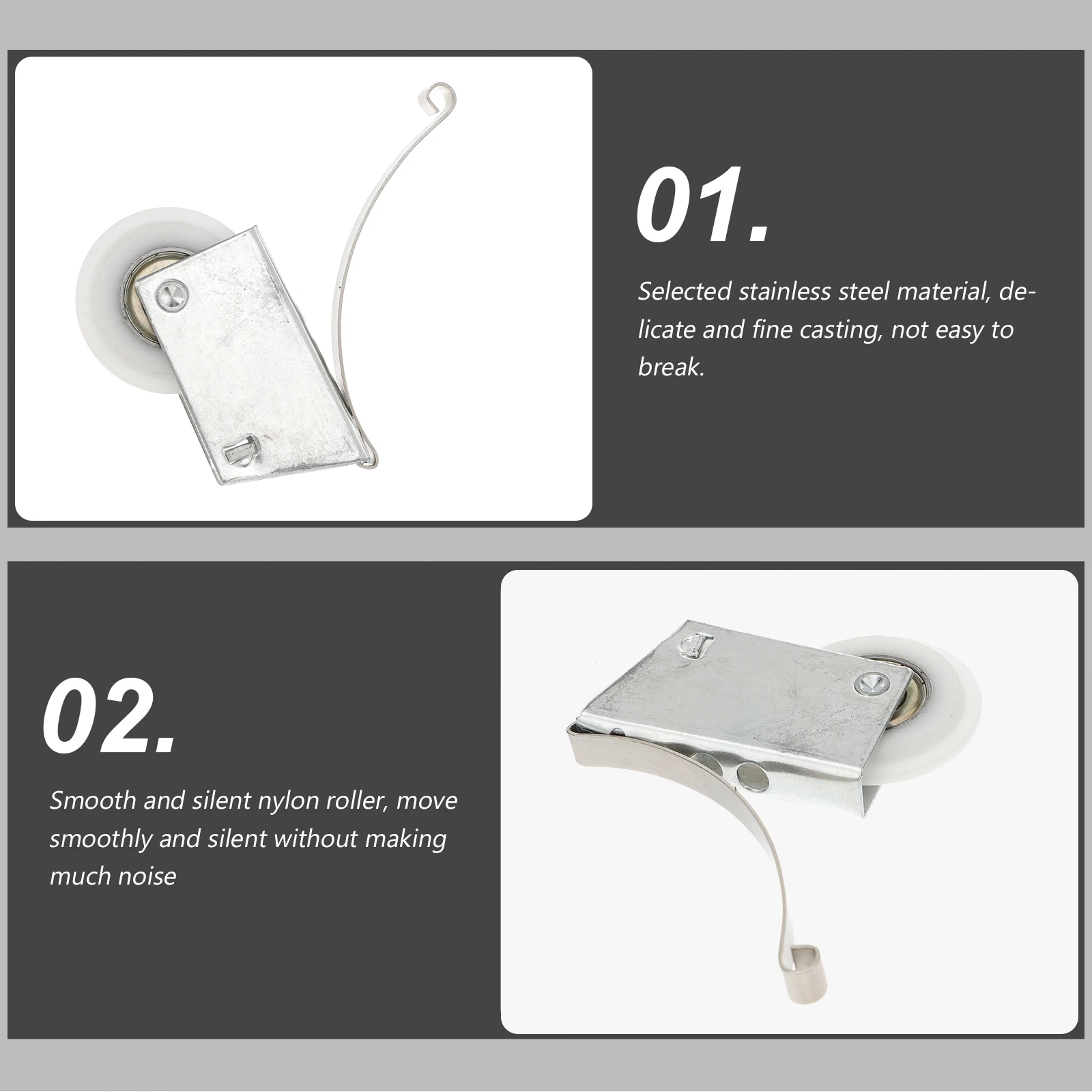 Sliding Door Wardrobe Pulley Roller Kit Stainless Steel Durable Electroplating Surface Wear Resistant Corrosion Smooth Silent