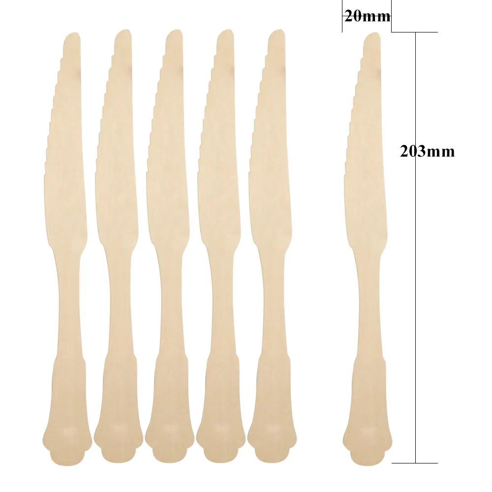 

203mm Large Wooden Knife Eco-Friendly Disposable Cutlery for Party and Weddings Printed Logo Made From Birch