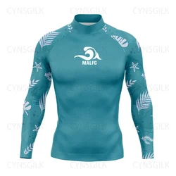 MALFC-Rash Guard z długim rękawem dla mężczyzn, ubrania do surfingu, strój kąpielowy Rashguard, odzież surfingowa, UPF 50, sporty wodne, stroje kąpielowe, snorkeling