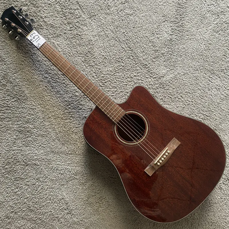 

E671 41'Solid Top Electric&Acoustic Guitar All Mahogany Body 20 Frets Rosewood Fingerboard Logo Hidden Special Sales