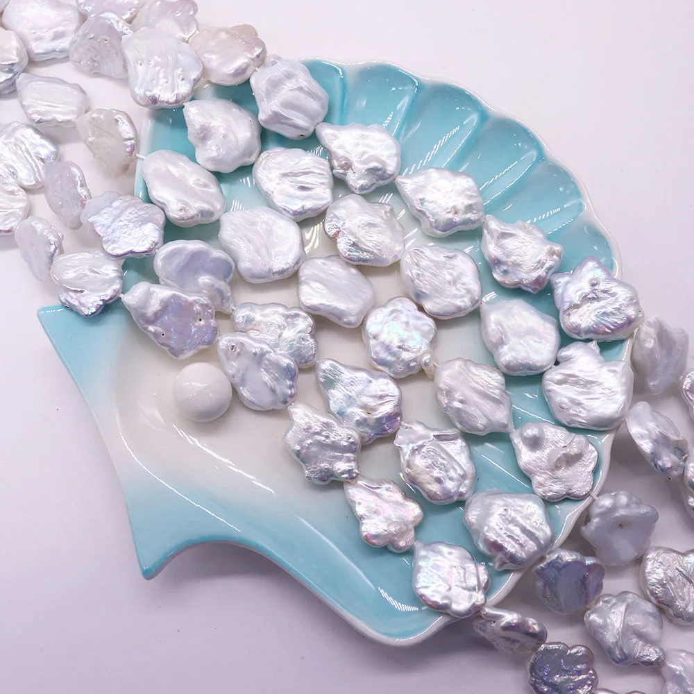 

Irregular Petal Shape Natural Freshwater Pearl Beads White Straight Hole Beads for DIY Bracelet Necklace Jewelry Making Gift