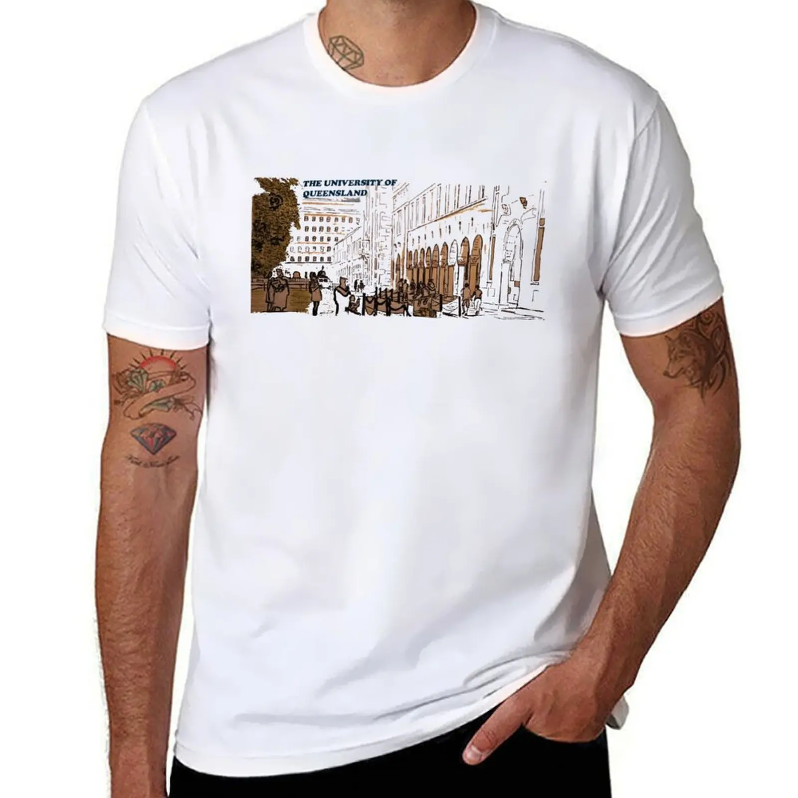 رجل رجل ل كوينزلاند من تي شيرت جرافيك تي شيرت رجل قطن قميص جامعة تي شيرت الفاخرة