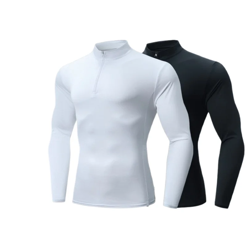 

Stand-up collar, open-top zipper, long-sleeved tight-fitting suit for men's autumn and winter sports