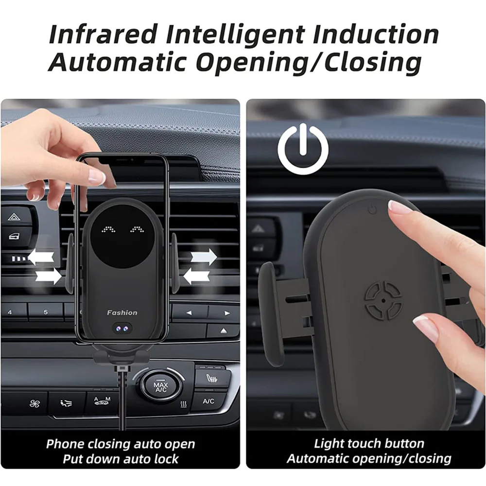 S11 S11 Plus Wireless Charger Car Phone Stand 10W Fast Charging Phone Charger Infrared Intelligent Induction Auto Clamp Holder