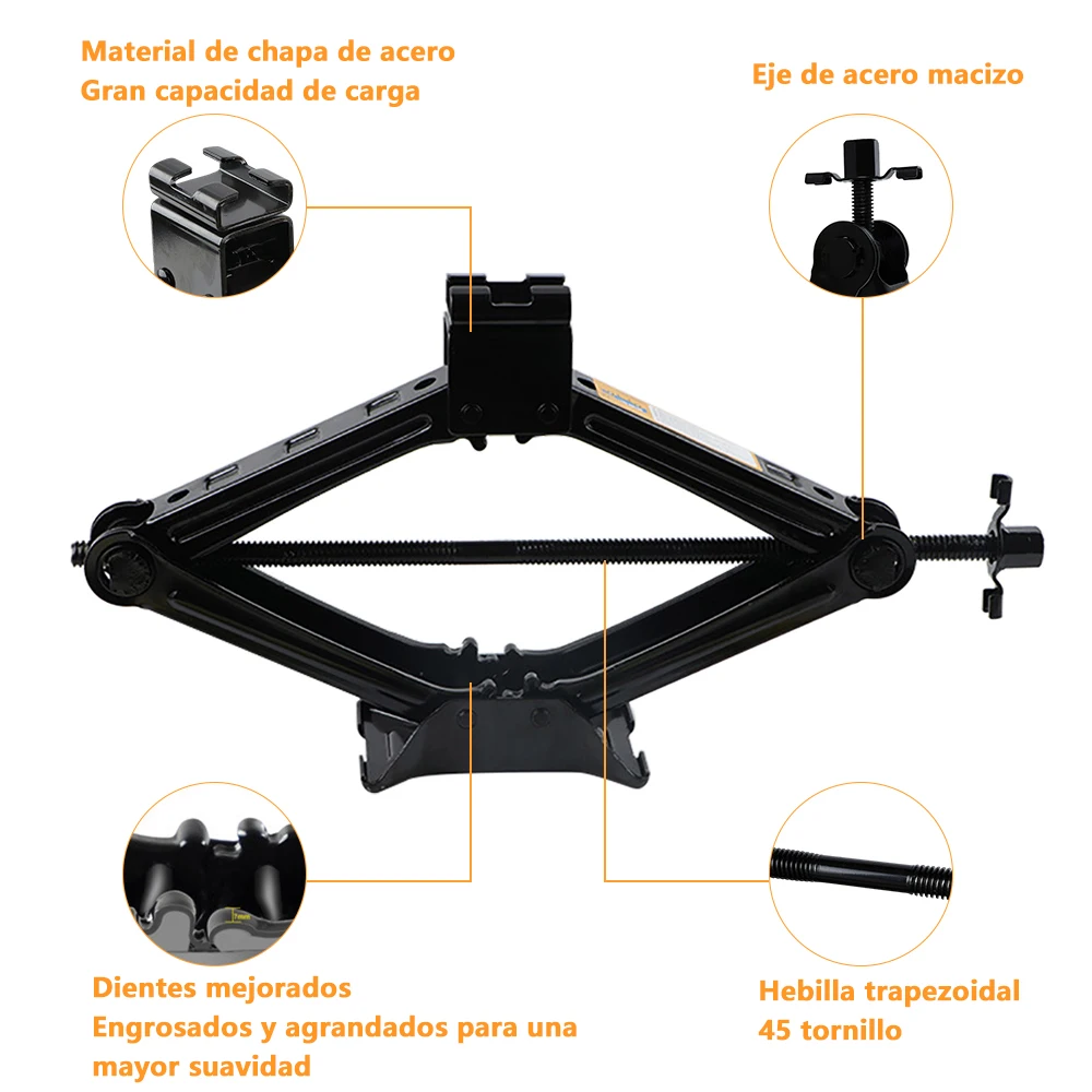 Automotive Car Scissor Jack 2 Tons Foldable Universal Accessories Thickened Steel Material Horizontal Type Effort Saving Durable