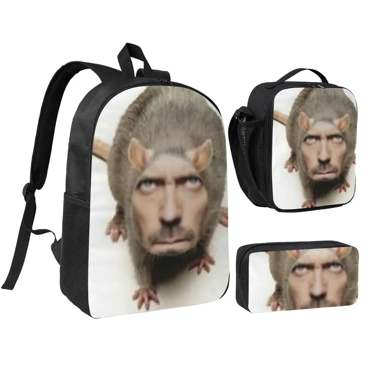 

Low Quality Dr House Rat Backpack Boys Girls BookBag School Bag Computer Shoulder Bags 3ps Insulated Lunch Bag Pencil Case