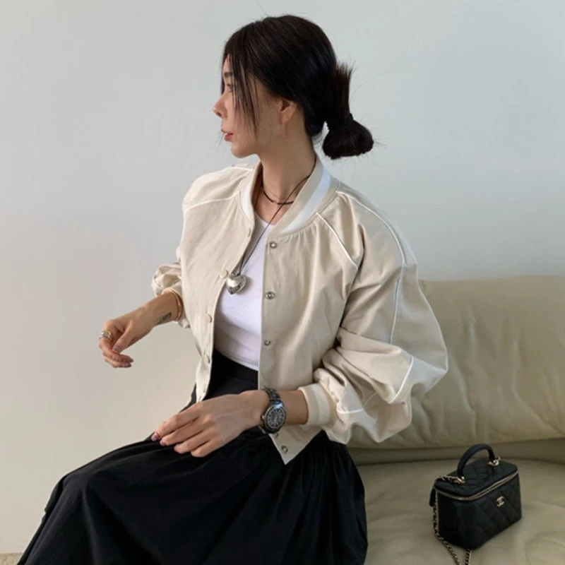 Retro Versatile ort Baseball Jaet Design da donna Sensation Color Blo Capispalla Primavera Nuovo arrivo Chic Sle Loose Fit