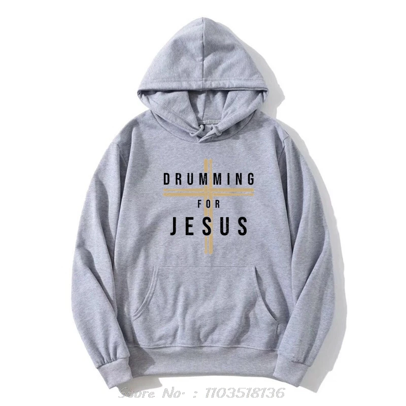 Funny Drummer Drumming Drums Percussion I Jesus Christian Church Hoodie Graphic Streetwear Hoody Birthday Gifts Sweatshirt