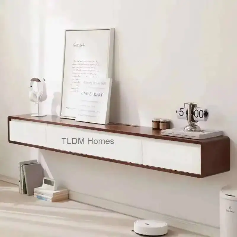 شقة الشمال علقت الحائط خزانة التلفزيون خزانة تلفزيون صغيرة الجوز الخشب اللون حامل تلفاز الحد الأدنى غرفة المعيشة طاولة تلفاز #4