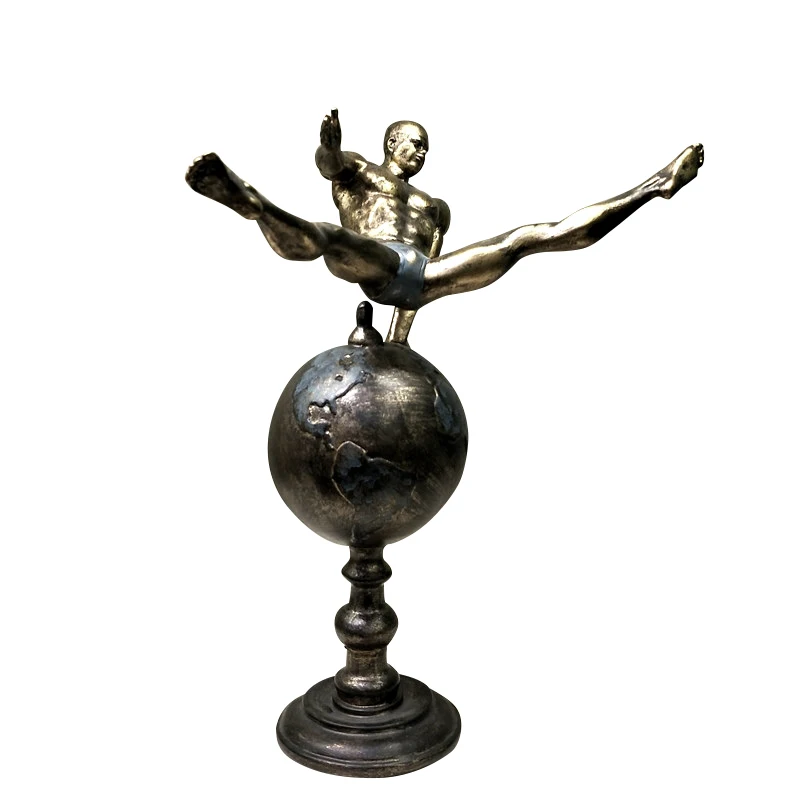 Men's Gymnastics Sculpture Resin Gymnast Statue Sports Figure Trophy Souvenir Globe Decor Ornament Championship Present